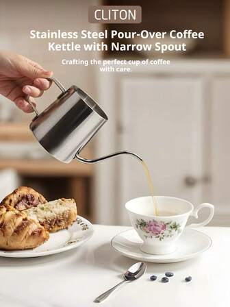 1个不锈钢咖啡壶，挂耳式咖啡壶，便携式不锈钢家用长细嘴水壶，鹅颈式咖啡壶，滤杯式咖啡壶，户外咖啡壶，露营咖啡壶，手工精制咖啡壶，银色/白色/黑色，350毫升/600毫升，适用于家庭、办公室、咖啡馆、咖啡店或户外露营等场所。这将是送给咖啡滤壶爱好者的绝佳礼物。