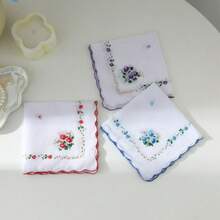 24 Vintage Floral Handkerchiefs, Cotton Ladies Handkerchiefs With Scalloped Edges, 11-Inch Vintage Ladies Pocket Towel - 白底彩邊24件裝 - 查看 8