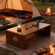 Folding Coffee Table, Without Assembly, Japanese Floor Table, Foldable, Unique And Portable Japanese Style Low Tea Table, Bamboo Low Table Is Suitable For Tatami Home Decoration In Living Room, Dining Room And Tea Room - 胡桃木 - 查看 14