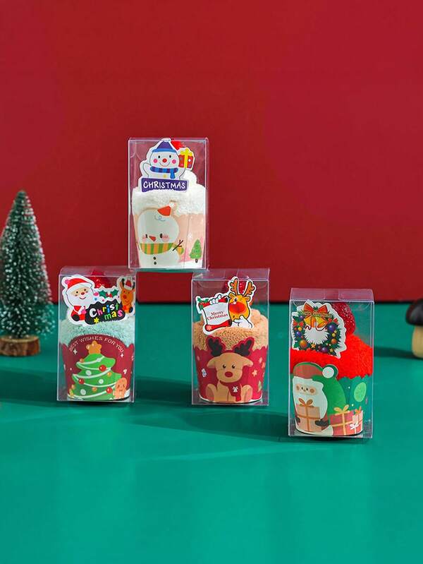 1 pezzo Asciugamano a forma di torta di Natale, Asciugamano da mano natalizio, Decorazione natalizia Babbo Natale rosso Nuovo regalo per l'anno, Set regalo di asciugamani natalizi con motivo natalizio, Tovaglioli/Asciugamani decorativi stagionali per cucina e tavola, Asciugamani da doccia per decorazione domestica, salone di bellezza, hotel, sport, articoli essenziali per la casa