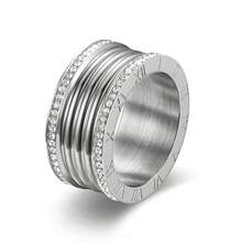 1pc Men's Fashion Bold Wide Roman Numeral Rhinestone Ring, Crafted Design, Suitable As Gift For Loved Ones & Friends, Daily Wear