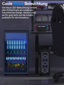 DEVOKO Mini Fridge, Beverage Cooler Height: 79 Cm Width: 44.5 Cm Capacity: 85 Liters Glass Door With LED Lighting Beer And Beverage Cabinet - màu đen - Xem 3