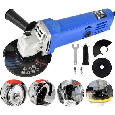 Huini 115mm Angle Grinder Electric Angle Grinder 4 Inch Disc Grinding Tool 12000 RPM With Auxiliary Handle, Wrench And Wheel Disc For Cutting, Grinding, Polishing