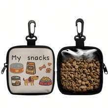 1pc Dog Print Dog Treat Bag, Pet Training Set With Hook And Zipper - Pet Poop Bag, Small Dog Pet Training Walking Bag