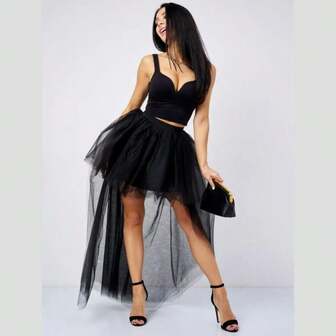 Asymmetrisk kjol med nederkant i punkstil för kvinnor, lämplig för cocktailpartyn och andra evenemang