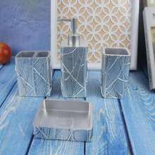 Hymmah Meteorites Bathroom Accessories Set,Farmhouse Bathroom Decor,4 Pcs Resin Gift Set Apartment Necessities, Contain Cotton Swab Jar,Soap Dispenser,Tumbler,Soap Dish_Tray - Color15 - 查看 5