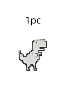 1pc Cartoon Style Fashion Glasses Endorsed Dinosaur Design Pixel Divided Into White Dinosaur Paint Alloy Brooch