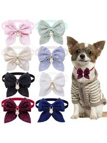 Gravata borboleta de renda com pérolas (4/8 peças), ajustável para animais de estimação, ideal para uso diário em cães e gatos de pequeno porte. Um acessório universal para todas as estações, perfeito para gatos e cães. Estilos variados. - Multicolorido - Ver 12