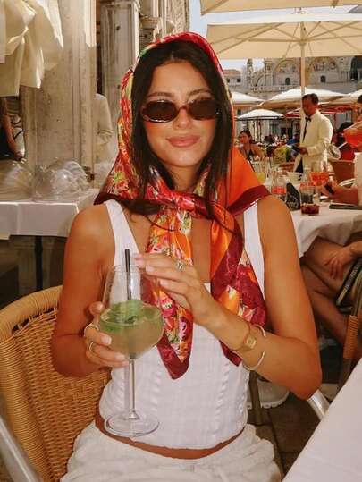 1 st minimalistisk tryckt fyrkantig satinsjal, ny vårmodehuvudduk för kvinnor, kan användas som midjeband, väskdekoration, band, pannband eller halsduk, perfekt val för att förbättra din helhetsintryck.