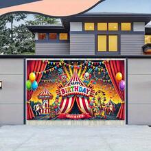 2D Flat Banner 1pc Circus-Themed Birthday Party Backdrop Banner - Vibrant Polyester Tapestry Featuring "Happy Birthday" Lettering, Clowns, Carousel Horses, And Balloons. Ideal For Photo Booths, Classrooms, Offices, And Outdoor Celebrations. Party Decoration | Lively Party Accessory | Durable Decorative Fabric | Birthday Party Decor - 1PCS - View 6