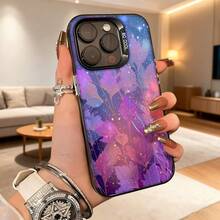 Cubierta de telefono con diseño floral estrellado color morado y rosa para iPhone 14 Pro Max ideal para uso diario en casa y salidas Aplicable a teléfonos Apple y Galaxy. - Negro - Ver 4