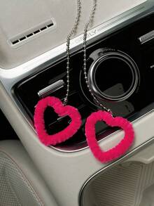 可爱创意毛绒心形汽车挂件，优雅的汽车内饰装饰，完美的节日礼物 - A - 查看 6