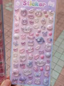 1张卡通动物防水透明装饰贴纸，可用于装饰文具、笔记本等。