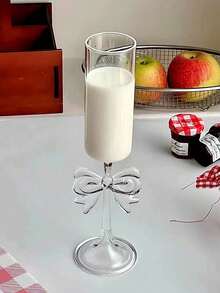 1 pieza Elegante copa de champán con decoración de lazo - Cristalería transparente, adecuada para fiestas, bodas y noches románticas | Regalo único para ella