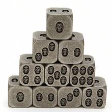 Bộ 7 xúc xắc kim loại D&D bằng hợp kim kẽm - Họa tiết đầu lâu, thích hợp cho trò chơi nhập vai trên bàn và - Nhiều màu - Xem 3