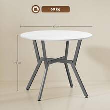 HOMCOM Dining Table, Round Kitchen Table With Black Legs, Anti-Slip Foot Pads For Living Room, Dining Room, 90 X 76 Cm - White - View 3