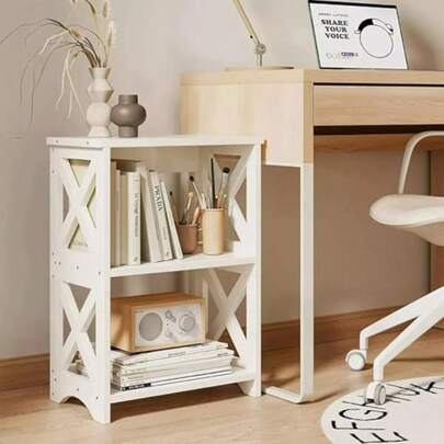 Narrow PVC 3Tier Bedside Table: SpaceSaving Bedside Table With Storage Shelf White Slim Nightstand For Small Spaces Bathroom Dorm Office And Living Room
