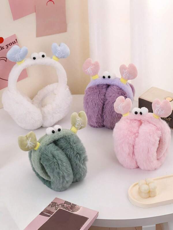 1 pièce Cache-oreilles d'hiver pour femmes, design mignon en forme de crabe, coupe-vent et anti-gel, couvre-oreilles doux et moelleux pliables, design élégant et créatif, articles populaires en hiver, cache-oreilles blancs