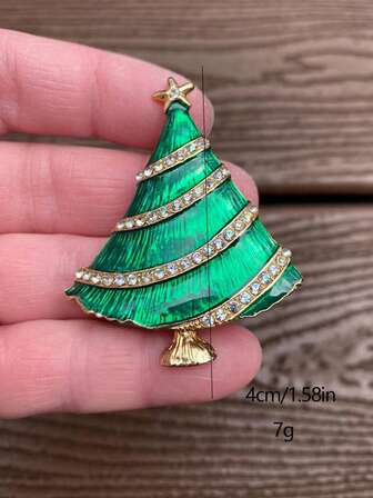 1개 크리스마스 트리 선물 브로치, 멀티 컬러 메탈릭 지르코니아, 파티 의상 및 데일리 웨어에 우아함, 파티 액세서리