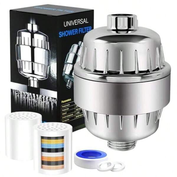 25 Stage Shower Filter Shower Filter With Vitamin C For Hard Water High Output Showerhead Filter With To Remove Chlorine Heavy Metal Reduces Dry Itchy Skin Included 2 Replaceable Filter Cartridges