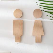 创意木质男女通用洗手间标志牌，洗手间指示木牌，浴室门牌 - 彩色 - 查看 7