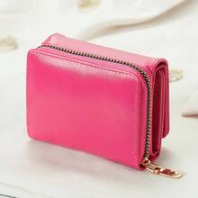 pieza Cartera de cuero de moda para mujeres, cartera de tarjeta de crédito, monedero, adecuada para chicas, estudiantes de oficina, uso diario - Negro - Ver 8