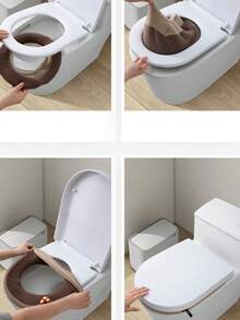 1pc O-Shaped Toilet Seat Cover, Knitted Toilet Mat, Thick & Washable Toilet Cushion, Cartoon Toilet Pad For Home Use - Multicolor - View 8