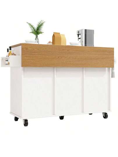 Moderne Kitchen Isl Cabinet Waste Bins, Sideboard, Multifunctional Dining Tafel Storage Space, Food Cart Snack Shelves Stretch Function Cabinets, Wit view 7