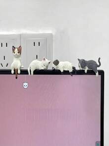 Cute Cat Computer Monitor/Car Dashboard Decor, Screen Frame Decoration For Office Desk, Comes With Adhesive (Damage Free)