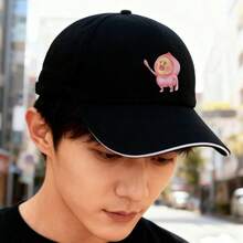 A black baseball cap with a Pikachu pattern, super cute, in a street fashion style. large head around small head around breathable sports ball cap low cap low cap visual unisex snapback cap Duckville cap graphic print retro baseball cap duck cap Baseball cap snapback fashionable - ブラック - チェックする 3