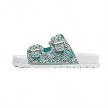 Meijile Women's Flat Sandals, Rhinestone Flat Sandals, Adjustable Buckle, Women's Papete 260 - Azul - View 5