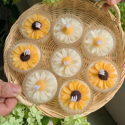 شمعة عطرية من الزجاج عالية الجودة لعيد الحب، هدية للشركاء المميزين، شمعة البابونج، كأس بشكل الزهرة