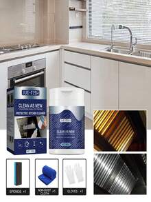 Jue-Fish 100g Kitchen Protective Cleaning Powder, Cleaning Powder For Kitchen Exhaust Fan, Stove, Faucet Oil Stains And Dirt, Contains Decyl Glucoside, Olive Oil Unsaponifiables, Lemon Fruit Extract - Multicolor - View 3