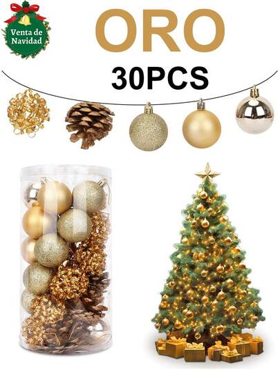 30 piezas Adornos de bolas de Navidad, decoración del árbol de Navidad, decoraciones colgantes de bolas de plástico irrompibles para árbol de Navidad, fiesta, decoración navideña de ventanas,hogar, oficina, decoración de pared. Decoración perfecta del árbol de Navidad para crear un ambiente festivo - Regalo de Navidad 5 cm