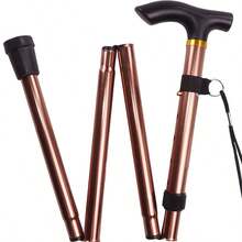 5-Section Folding Ultralight Adjustable Telescopic Trekking Poles, Suitable For Hiking, Walking, And Assisting The Elderly; Durable Mountaineering Accessory; Outdoor Walking Aid. - 棕色 - 查看 10