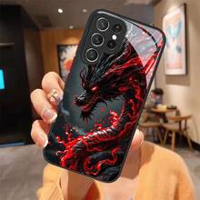 Stylish New Phone Case Featuring A Creative Red Smoke Black Dragon Design, Compatible With Various For Samsung For Galaxy Models Including S25, S24, S23, S22, S21, S20, Note 20, And A Series From A04 To A70. - 黑色 - 查看 10
