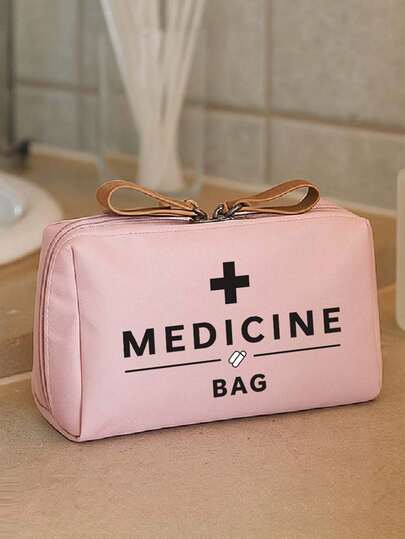 Women'S Vintage Medicine Bag & Travel Organizer - Themed Makeup Box, With Medicine Label Design, Black And White Cross Pattern, Compact Toiletry Bag With Multiple Compartments, Suitable For Travel, Hospitals, And Clinics,Ideal Birthday/Christmas/Anniversary Gift For Nurses, Doctors, And Pharmacists,Durable And Essential For Everyday And Emergency Packing