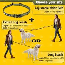 Y1114Hands Free Leash for Walking One/Two Medium to Large Dogs up to 150lbs Shock Absorbing Bungee Dog Leashes Reflective Waist Dog Running Leash Dog Harness for Running (One Dog Khaki Orange) - naranja - Ver 3