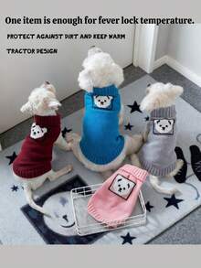1pc Pet Knitted Sweater With Bear Pattern, Suitable For Small To Medium Dogs And Cats, With Leash Hole, Autumn/Winter - Multicolor - View 2