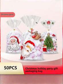 50/100 Clear OPP Popcorn Bags. Plastic Bag, Baking Plastic Gift Bag, Bag And Tie Wire, Need Tie Wire In Addition, Storage Bag, Candy, Snacks, Fruit, Kitchen Storage, Household Storage - Multicolor - View 7
