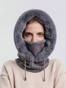 1件装女士滑雪保暖围脖和针织帽套装