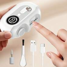 Smart Electric Nail Clipper, Multi-Function Electric Nail File With Anti-Pinch, Nail Polishing, Manicure Light And Nail File Features, Suitable For All Ages, Compact And Portable, Built-In 500mAh Battery, High-End Packaging, Ideal For Christmas, Halloween, New Year Gifts - White - View 12