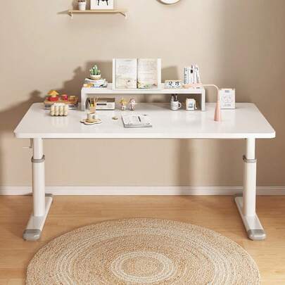 Manual Crank Height-Adjustable Table: Suitable As Study Desk, Computer Desk & Home Office Desk