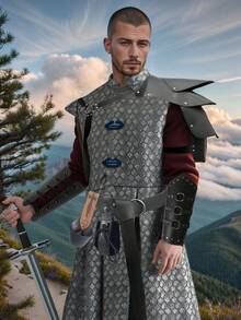 5pcs Medieval Renaissance Period Armor Set, Knight Style, Steel Art For Conquering Battlefields And Feasts, Reforging The Hero's Dream - Ultimate Men's Collectible, Wearable And Display Treasure - A - View 2