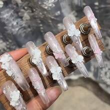 4pcs Nail Art Mold Set - Bow, Floral Lace, Orchid, Rose 3D Carving Transparent Silicone Nail Decoration Molds - Clear - View 8