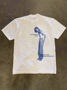 Y2K Aesthetic Women Short Sleeve Crew Neck T-Shirt With Pixel Print Pattern, Retro, Spring/Summer - A-3 - Xem 6