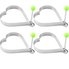 1-10 件不锈钢鸡蛋烹饪圈，E 鸡蛋模具形状：心形、花朵、熊形、大象、苹果形、马形、鸡形、星形、老鼠形、圆形，适用于厨房早餐