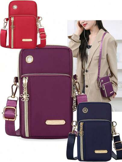 Women's Waterproof Nylon Crossbody Bags, Small Shoulder Bag For Mobile Phone, Sports Outdoor Running Wear Mobile Phone Arm Bag Men And Women Messenger Bag Wrist Bag Mini Ladies Coin Purse