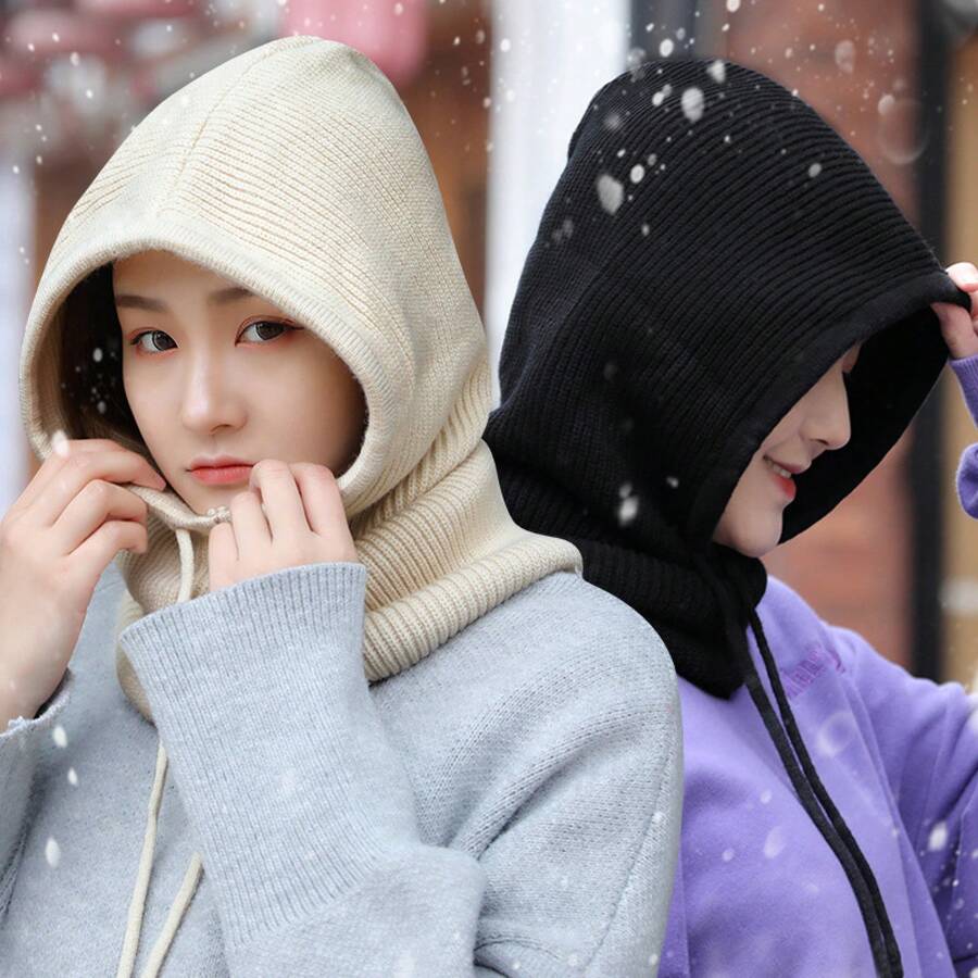 Dicke Strickmütze für Frauen und Männer, warme winddichte Nackenwärmer für Radfahren im Herbst und Winter, Ohrenklappenmütze
