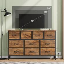GIKPAL 10 Drawer Dresser For Bedroom, Dresser TV Stand With Power Outlets, Entertainment Center Chest Of Drawers For 55'' Long TV, Wide Fabric Dresser For Storage And Organization,  Tiger Stripe - 查看 4